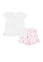 Toddler Girls T-Shirt and Printed Shorts Set