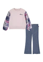 Toddler Girls Crew Neck T-Shirt and Flared Pants