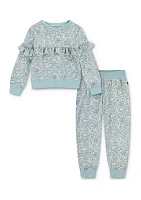 Toddler Girls Ruffle Crew Neck Sweatshirt and Joggers Set