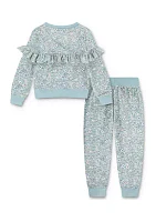 Toddler Girls Ruffle Crew Neck Sweatshirt and Joggers Set