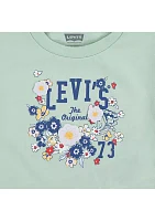 Toddler Girls Graphic Flutter Sleeve T-Shirt and Denim Shorts Set