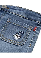 Toddler Girls Graphic Flutter Sleeve T-Shirt and Denim Shorts Set