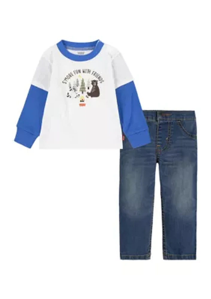 Baby Boys Smore Friends Graphic T-Shirt and Jeans Set