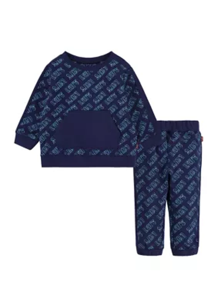 Baby Boys Allover Printed Sweatshirt and Joggers Set