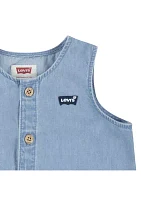 Baby Boys Denim Romper with Bucket Hat