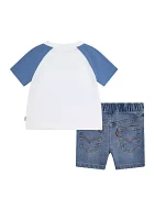 Baby Boys Graphic T-Shirt and Denim Shorts Set