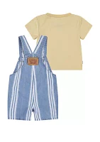 Baby Boys Striped Indigo Shortall and T-Shirt Set