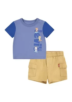 Toddler Boys Short Sleeve Skating Critters Shirt and Shorts Set