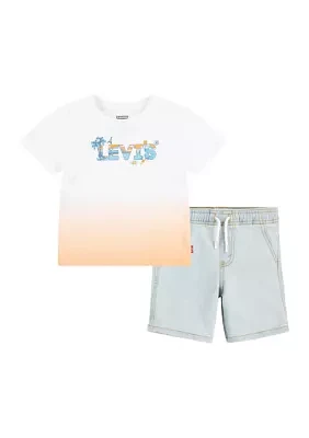 Toddler Boys Short Sleeve Beach Logo Graphic T-Shirt and Shorts Set