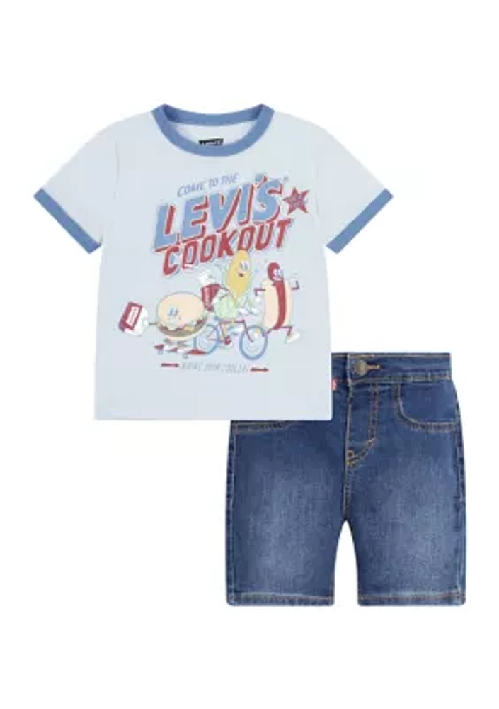 Toddler Boys Short Sleeve Cookout Graphic T-Shirt and Shorts Set