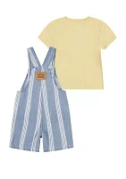 Toddler Boys Striped Indigo Shortall and T-Shirt Set