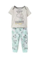 Baby Boys Three Piece Mickey Mouse Printed Jacket and Pants Set