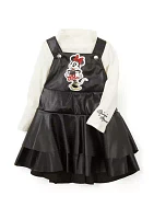 Baby Girls Minnie Mouse Leather Jumper Dress Set