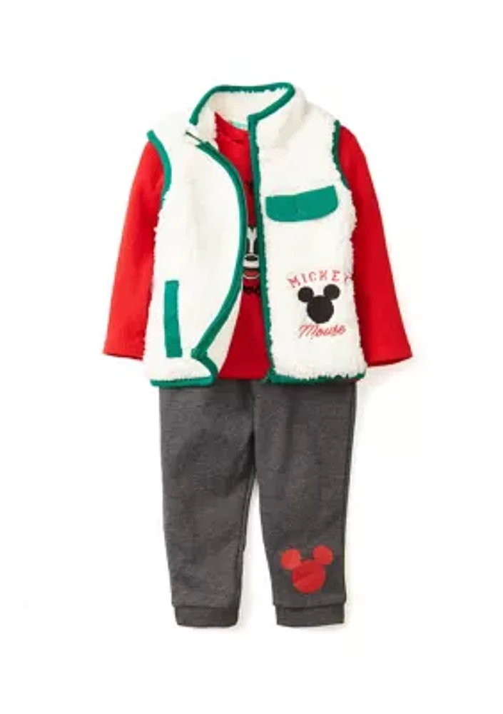 Baby Boys 3 Piece Mickey Mouse Vest Set