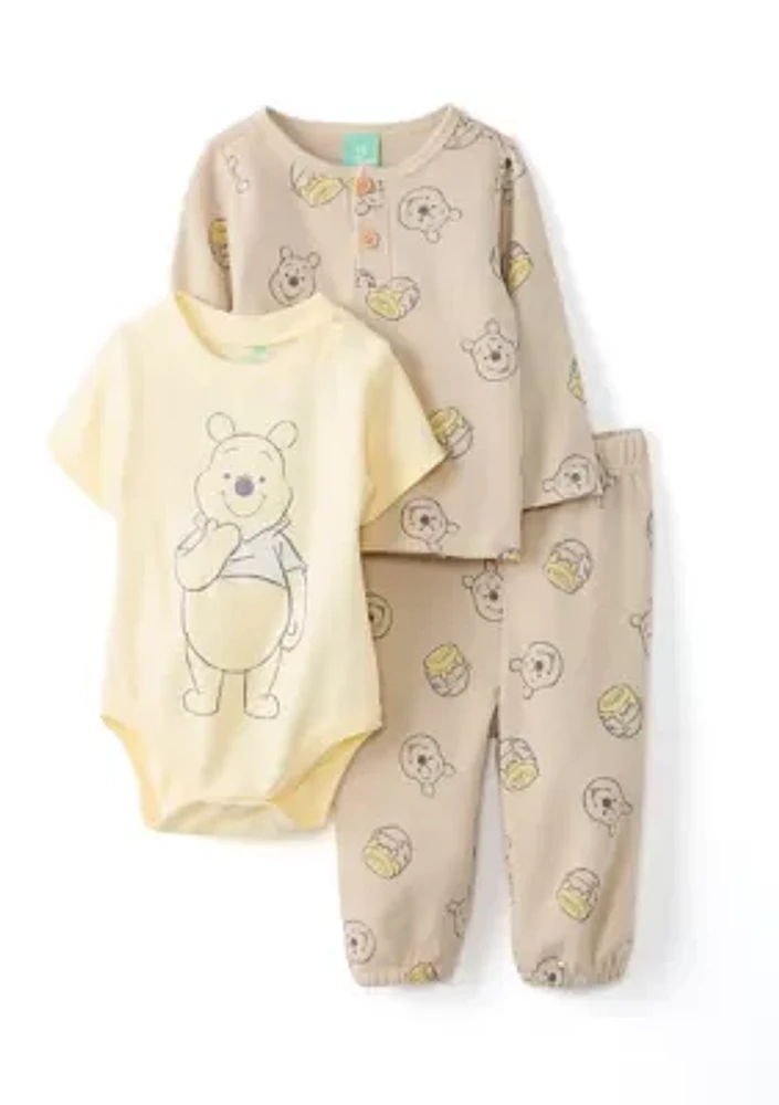 Baby Boys Winnie the Pooh Three Piece Bodysuit Set