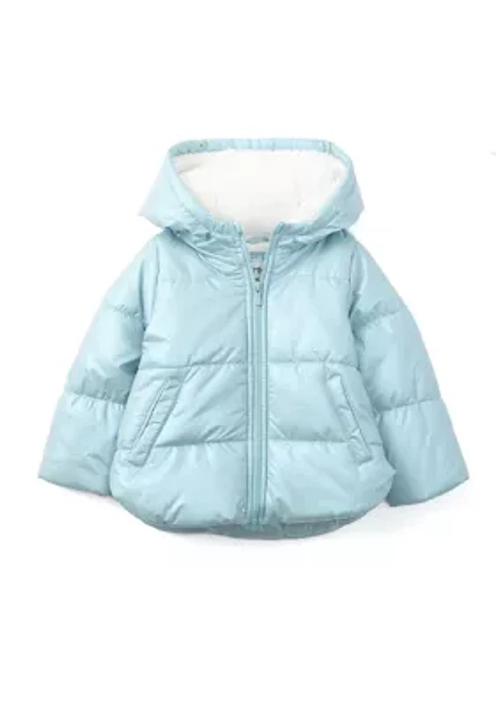 Toddler Girls Iridescent Puffer Jacket