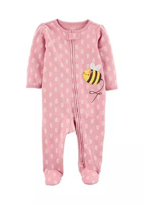 Baby Girls Bumble Bee 2-Way Zip Cotton Sleep & Play Bodysuit