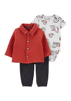 Baby Girls 3 Piece Quilted Little Cardigan Set