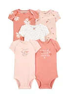 Baby Girls Floral Bodysuits - 5 Pack