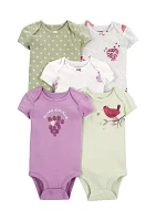 Baby Girls Fruit Bodysuits - 5 Pack