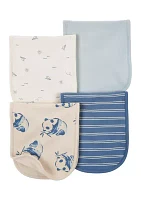 Baby Boys 4 Pack Burp Cloths 