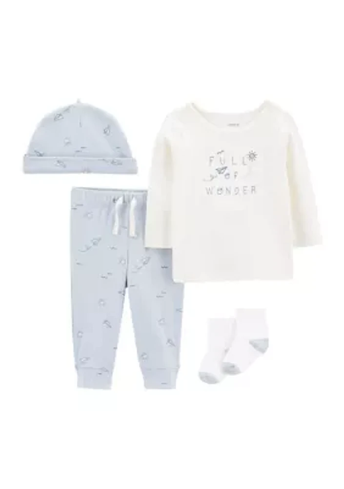 Baby Boys 4 Piece Airplane Pants Set