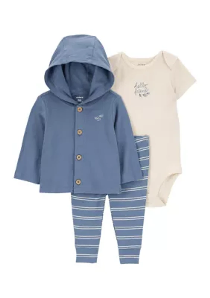 Baby Boys Striped Cardigan 3-Piece Set