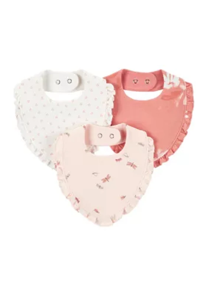 Baby Girls 3 Pack Bandana Bibs