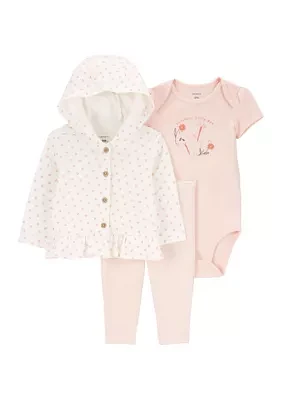 Baby Girls 3 Piece Floral Cardigan Set