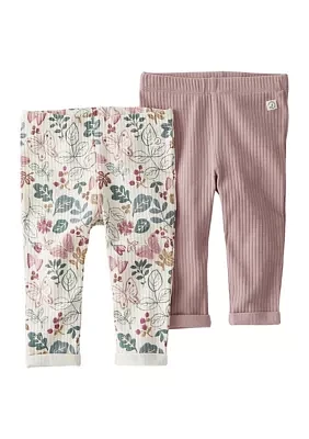 Baby Girls Ribbed Pants - 2 Pack