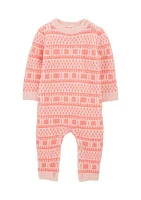 Baby Girls Printed Sweater Knit Jumpsuit