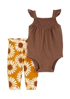 Baby Girls Sleeveless Sunflower 2 Piece Set