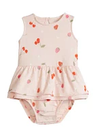 Baby Girls Jersey Tier Strawberry Dress with Diaper Cover