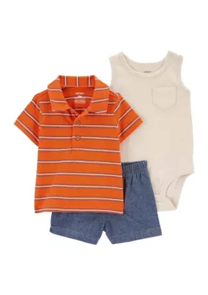 Baby Boys 3 Piece Terry Henley Set