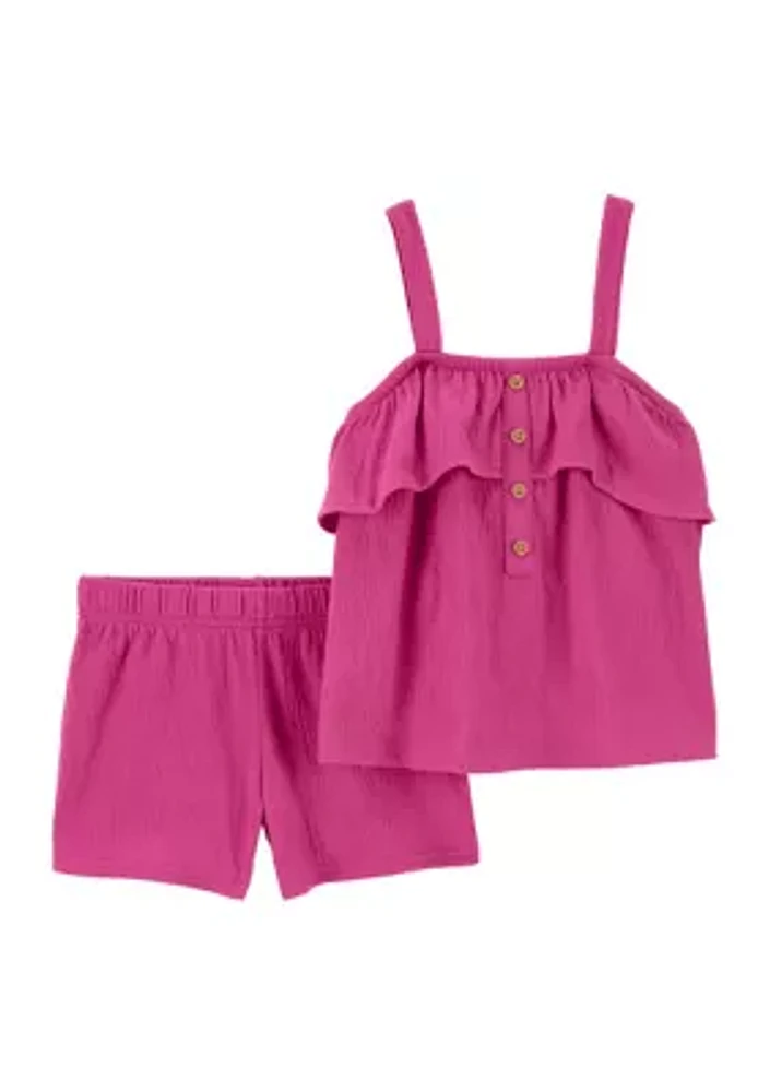 Baby Girls Sleeveless Gauze Shorts Set