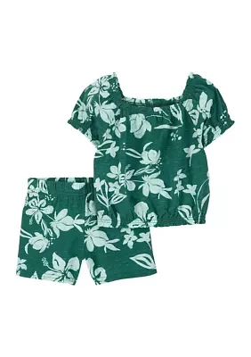 Baby Girls Short Sleeve Jersey Floral Set