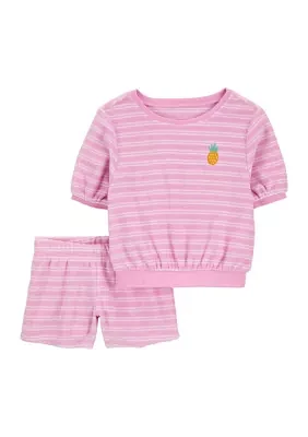 Baby Girls Short Sleeve Terry Shorts Set