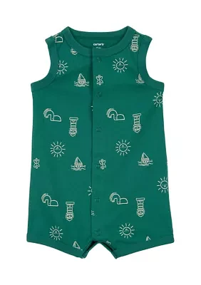 Baby Boys Sleeveless Tropical Print Romper