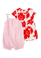 Baby Girls Floral Dress and Romper Set