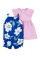 Baby Girls 2 Pack Floral Romper and Dress