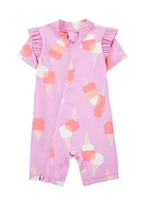 Baby Girls Ice Cream Printed One Piece Swimsuit