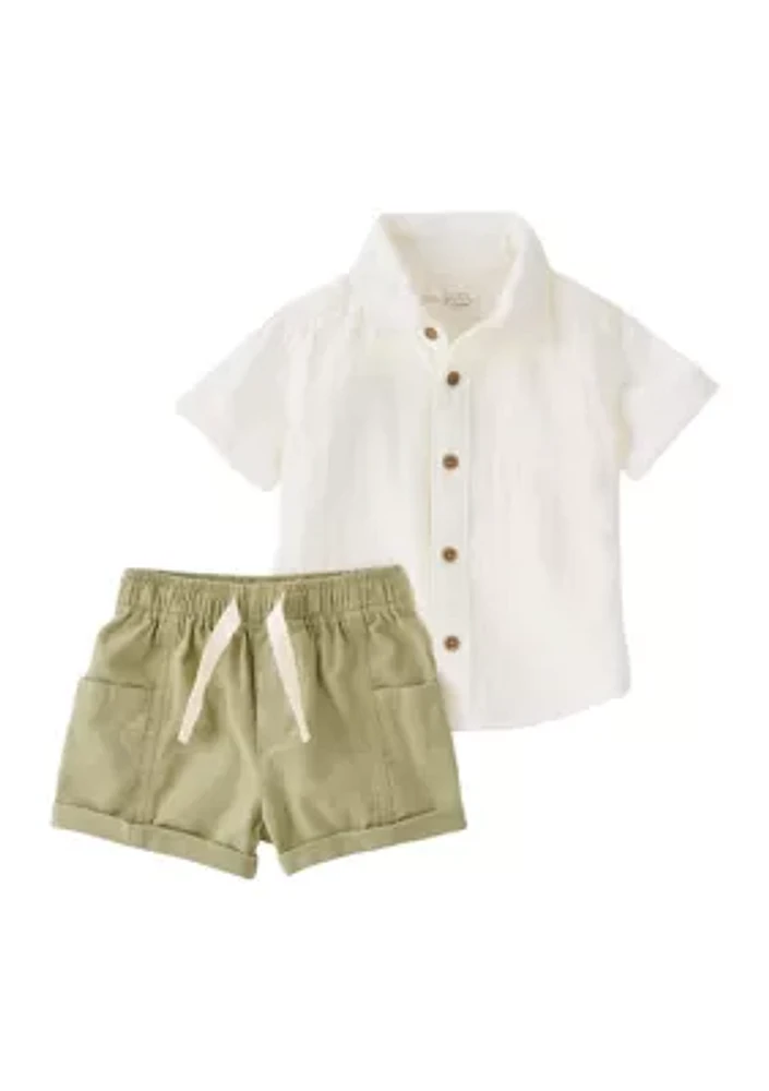 Baby Boys Short Sleeve Gauze Shorts Set