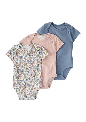 Baby Girls Floral Bodysuit - 3 Pack