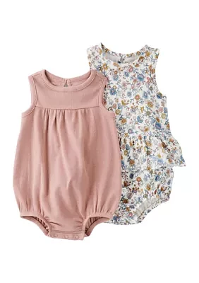 Baby Girls Sleeveless Floral Sunsuit - 2 Pack