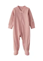 Baby Girls Solid Rib Sleep and Play Footie Pajama