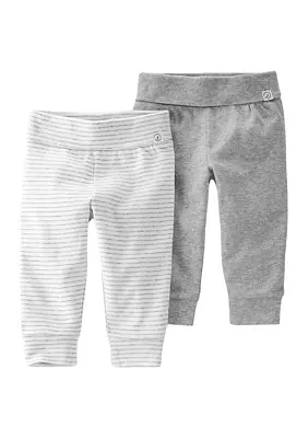 Baby Cotton Foldover Waistband Joggers - 2 Pack