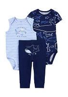 Baby Boys Whale Printed Bodysuits and Pants Set