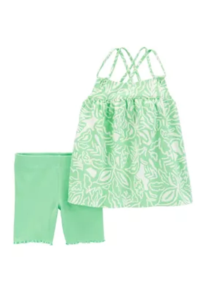 Baby Girls Sleeveless Tropical Shorts Set