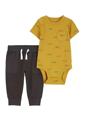 Baby Boys Printed Bodysuit and Joggers Set