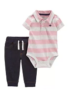 Baby Boys Striped Bodysuit and Joggers Set